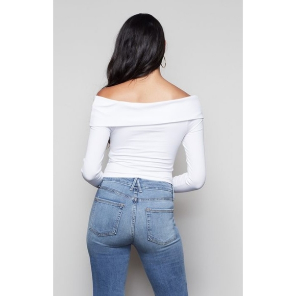 🆕GOOD AMERICAN Rib Fold Over Off Shoulder Top-L - Picture 2 of 14